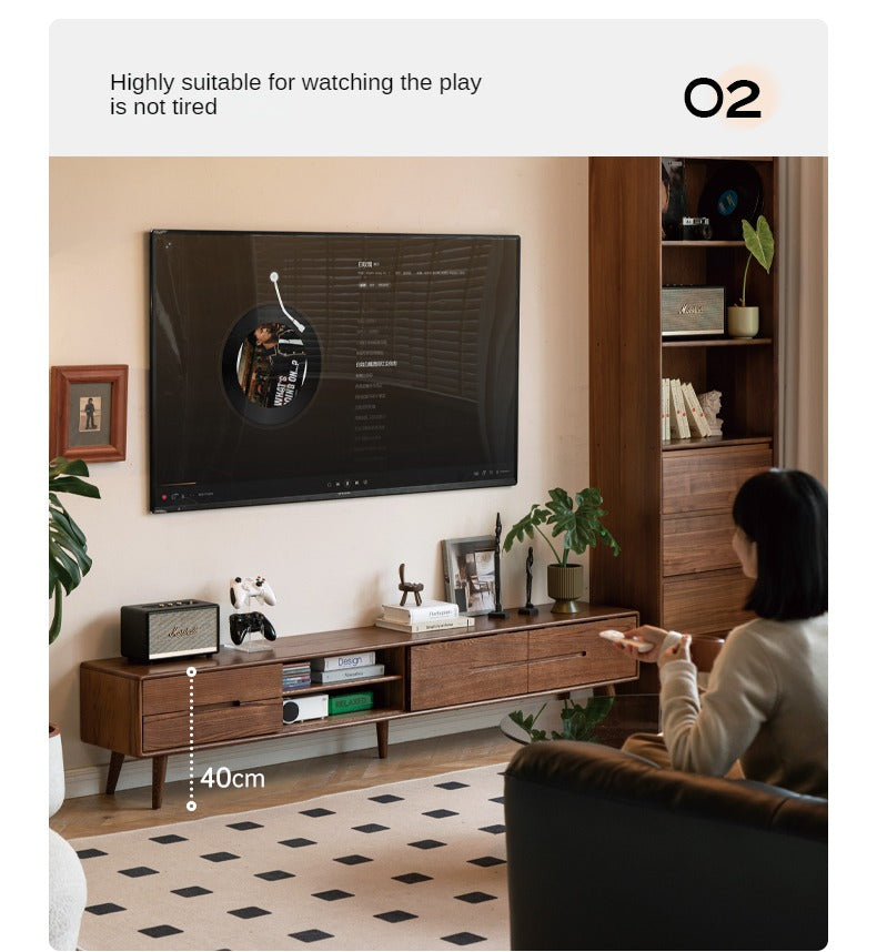 Oak Solid wood TV stand sliding door: