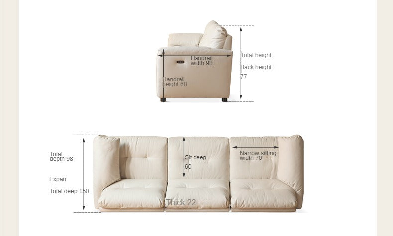 Fabric Cream Style Three-seat Straight Cat Scratching Cloth Sofa