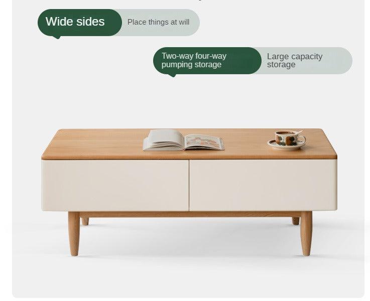 Oak solid wood modern coffee table with drawer