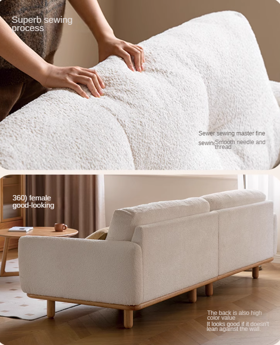 Fabric Lambskin White Sofa