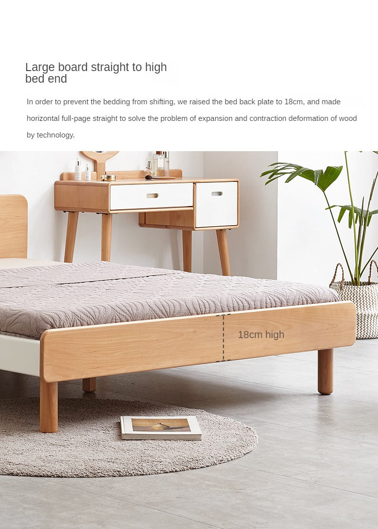 European Beech Solid Wood Modern Double Bed