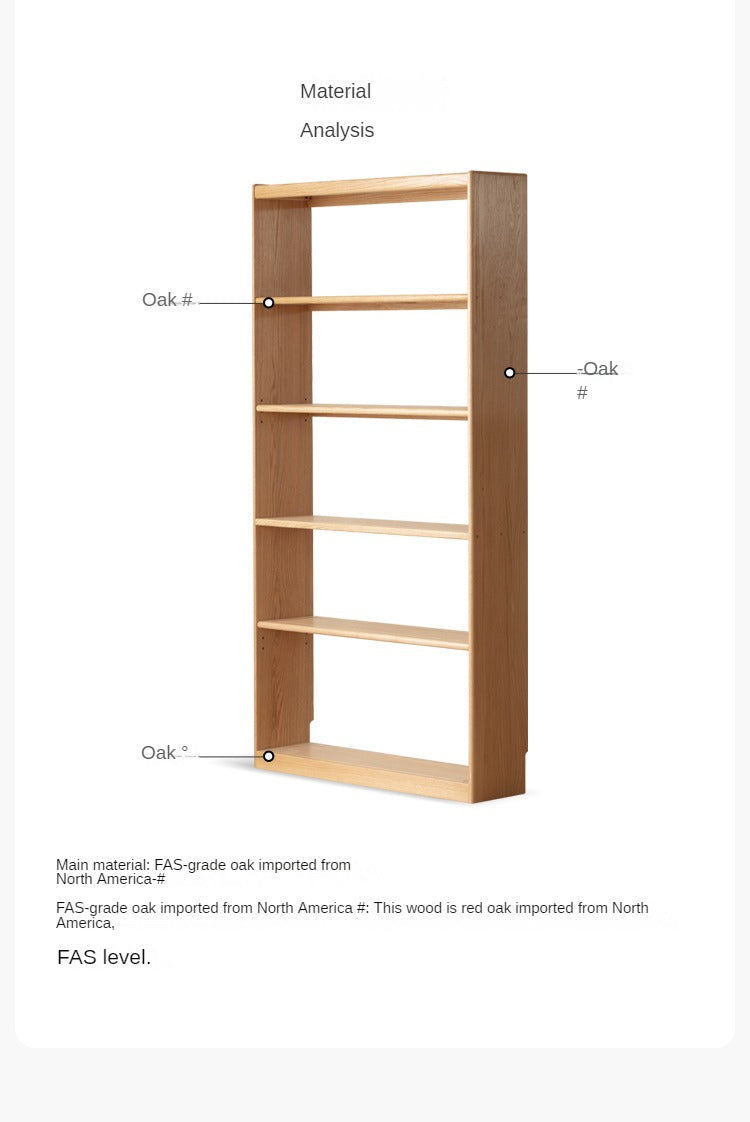 Oak Solid Wood Bookcase can be combined with a desk,ultra narrow bookshelves"