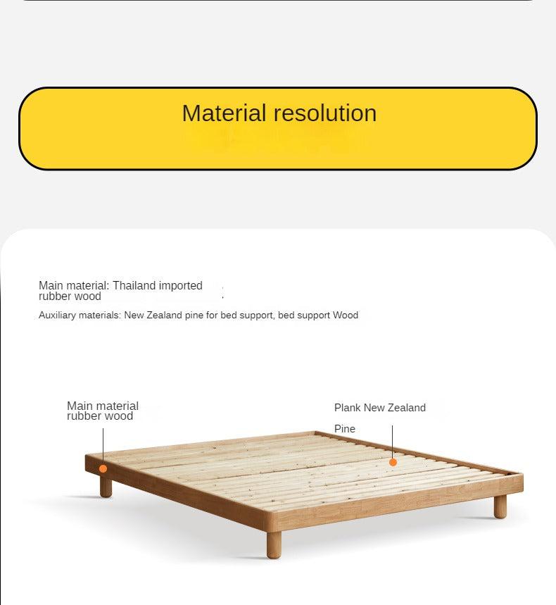 Pine Solid Wood Minimalist platform bed, headboard-free bed