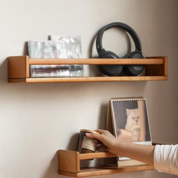 Black walnut, Cherry solid wood wall rack hanging storage bookshelf