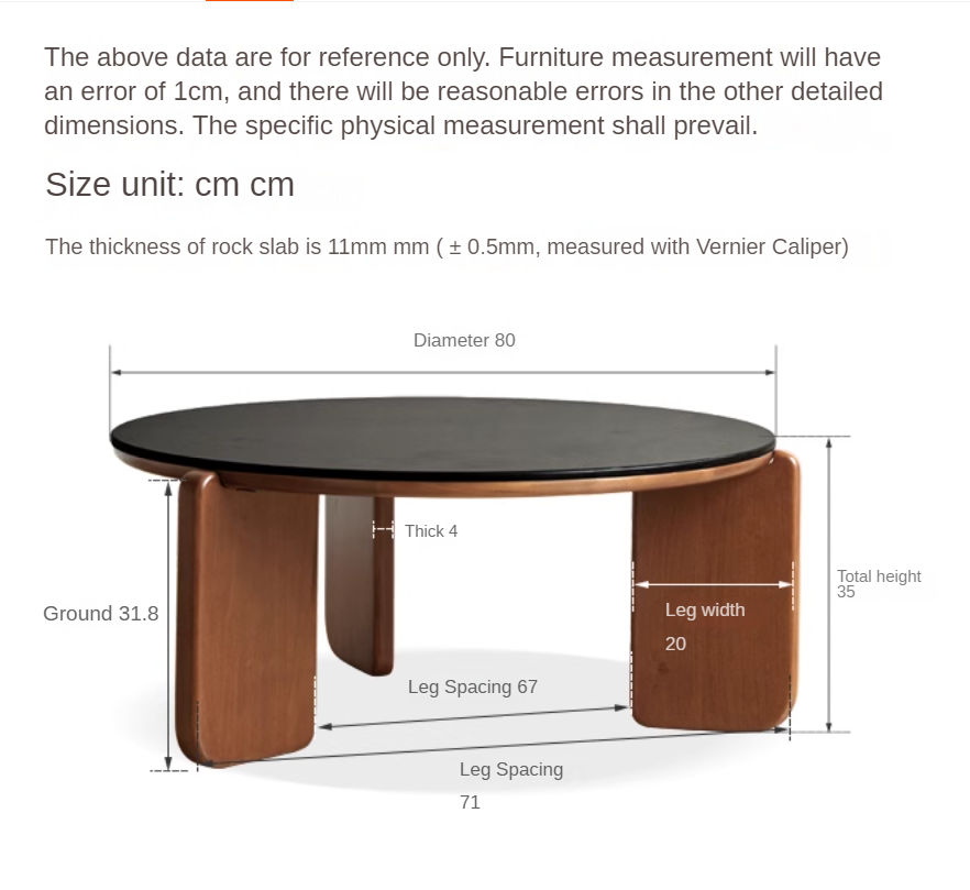 Poplar solid wood rock board coffee table