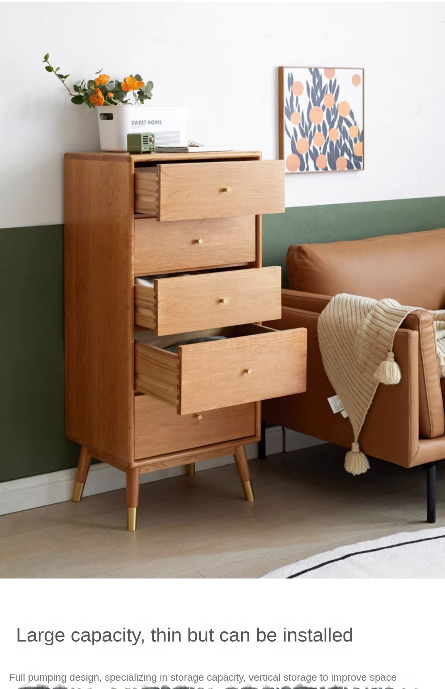 Cherry Solid Wood Modern Light Luxury Chest of Drawers