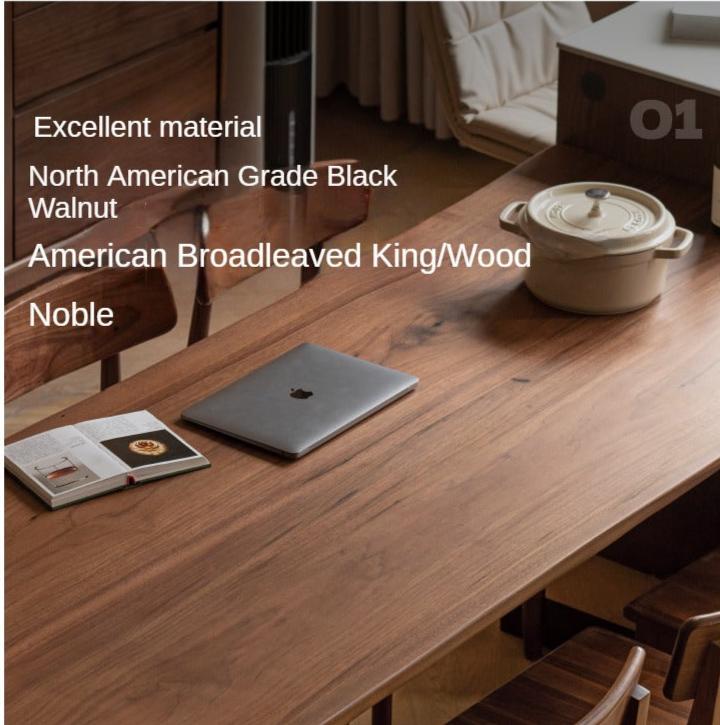 Black walnut solid wood natural edge large board dining table,