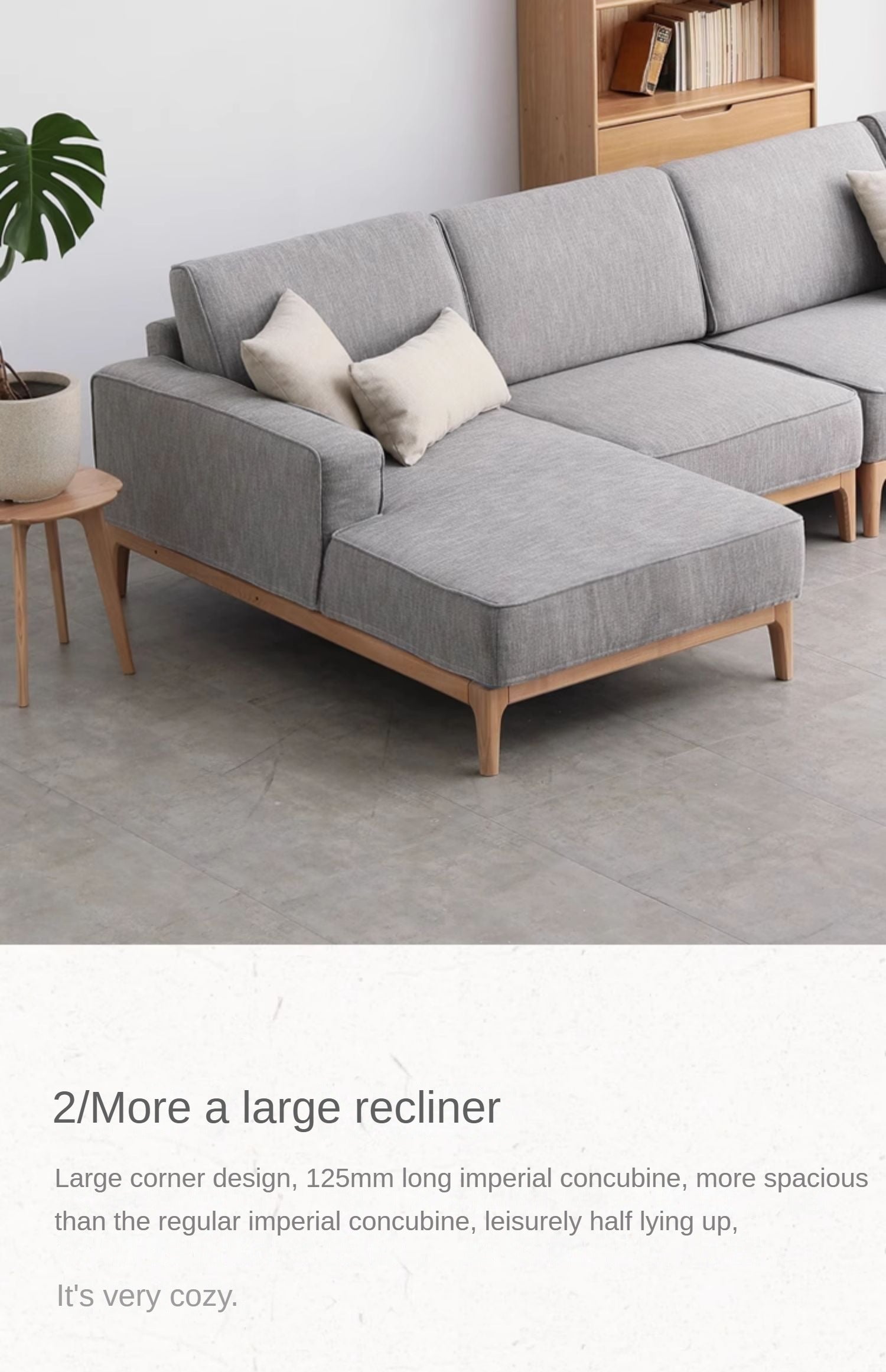 Ash Solid Wood Fabric Corner Sofa Modern Simple