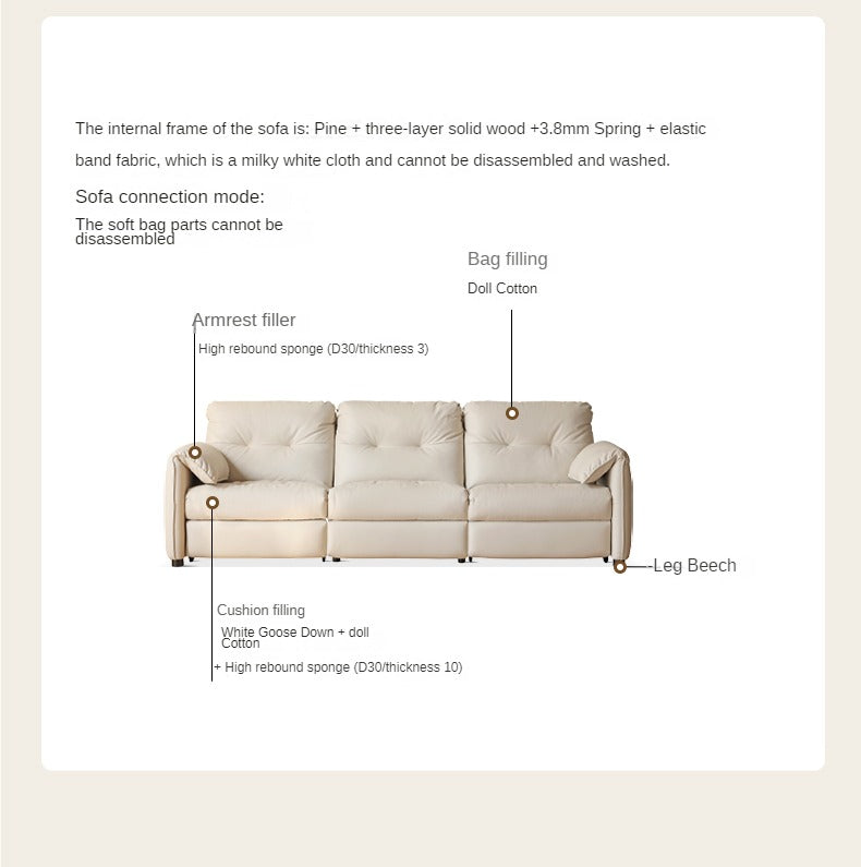 Fabric Electric White Cream Technology Functional Sofa