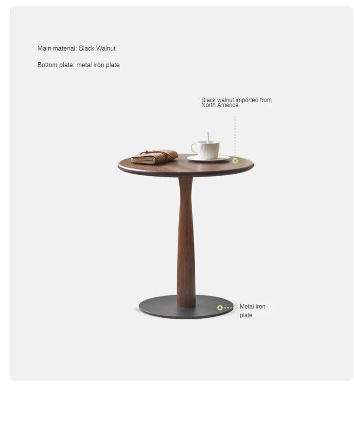 Black walnut Solid wood round side table-