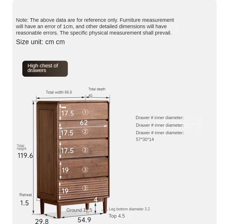 Black Walnut Solid Wood Drawer Storage Cabinet