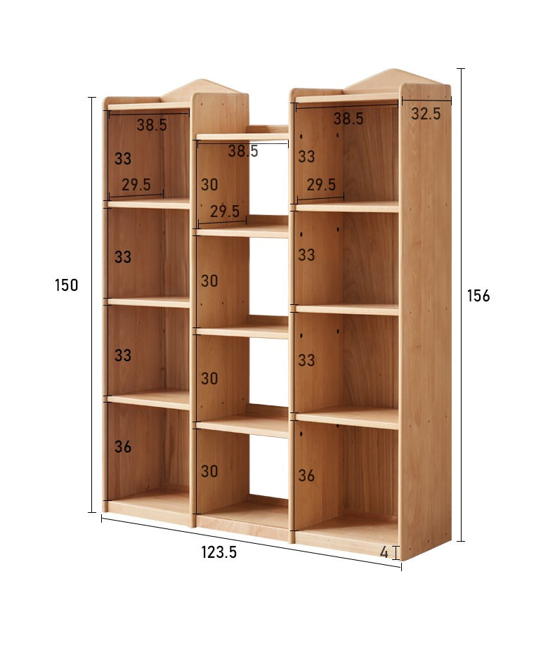 European Beech Solid Wood Storage Bookshelf