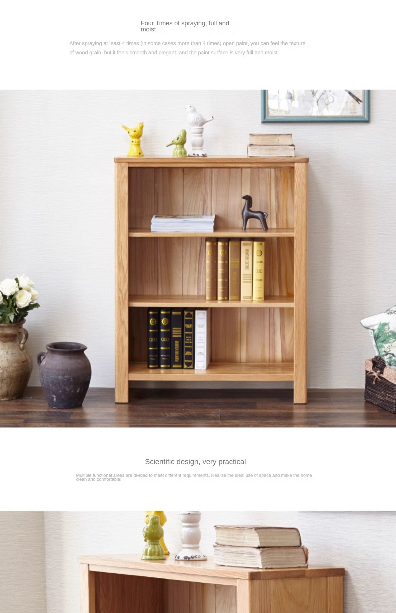 Oak solid wood Nordic simple small bookshelf