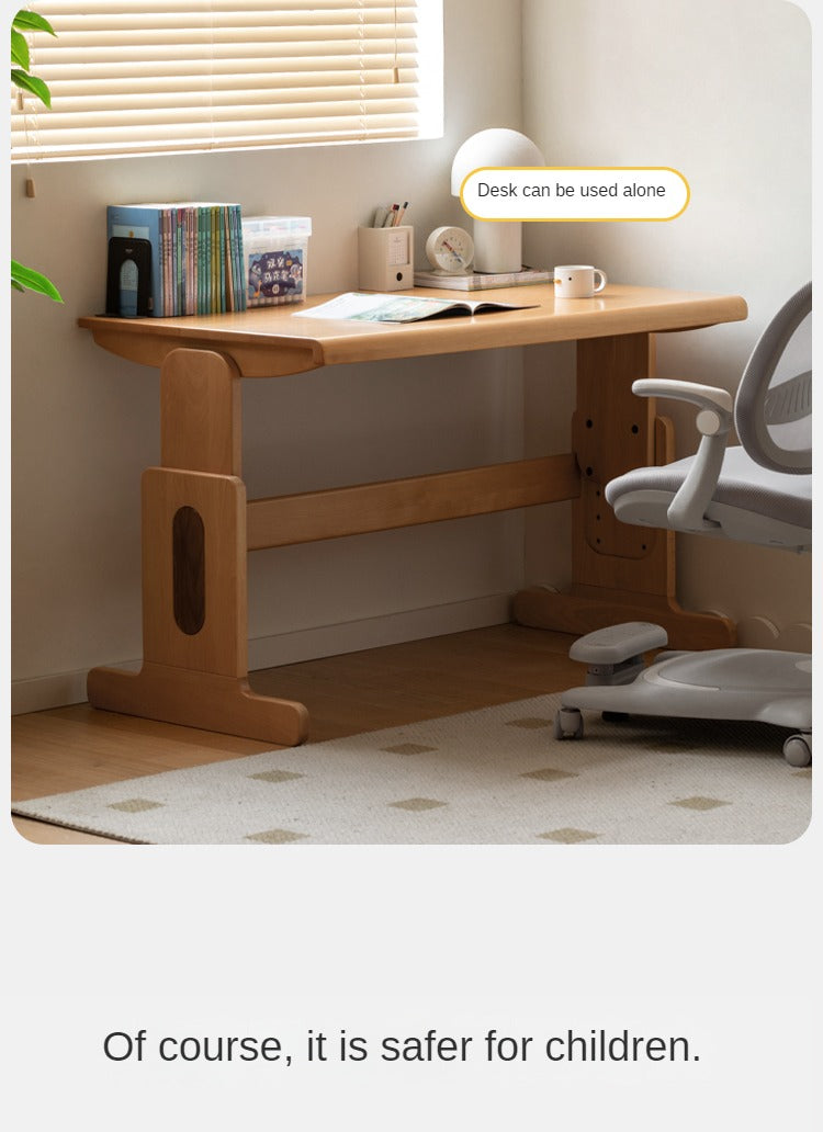 Beech Solid Wood Children's Liftable Study Table