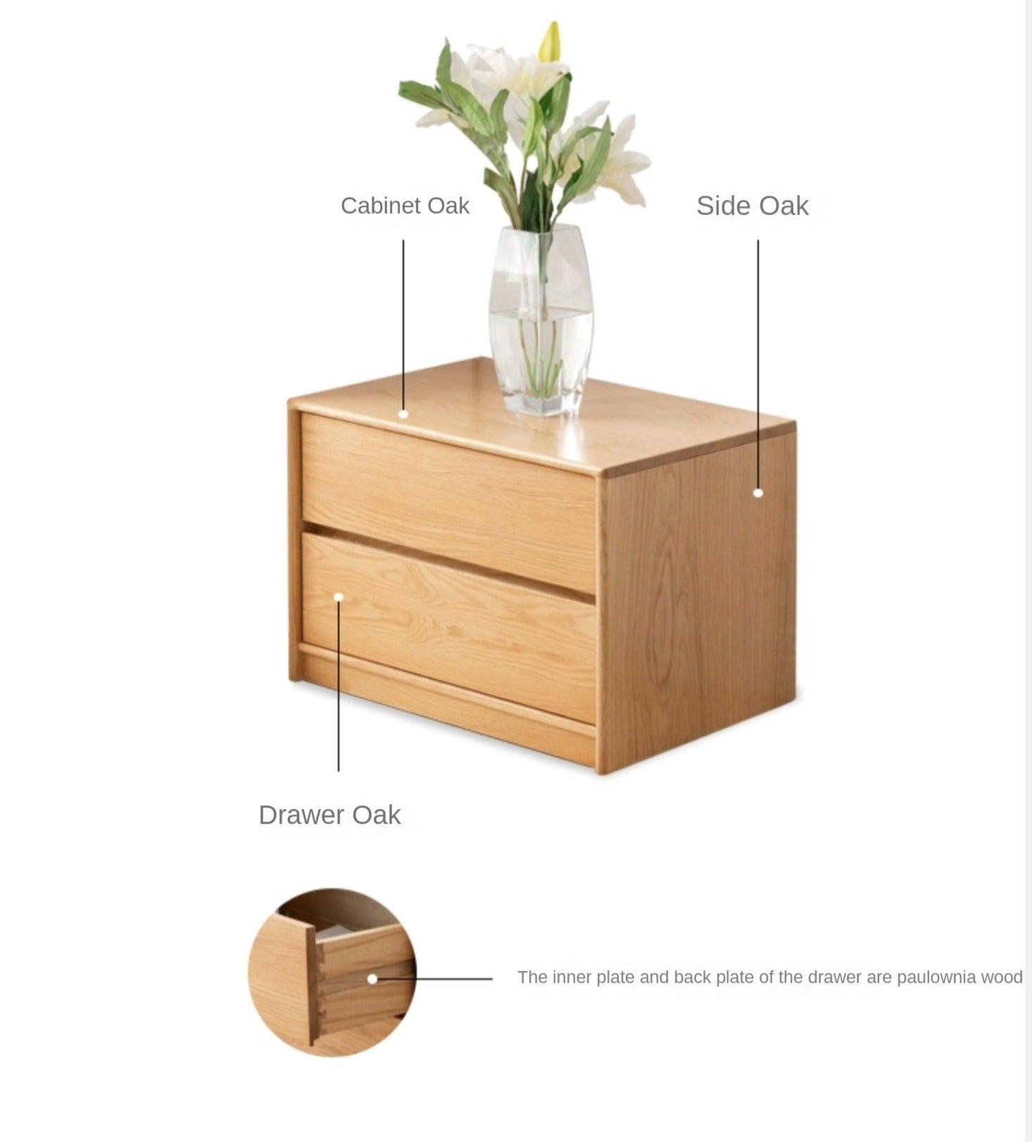 Oak solid wood TV side cabinet-