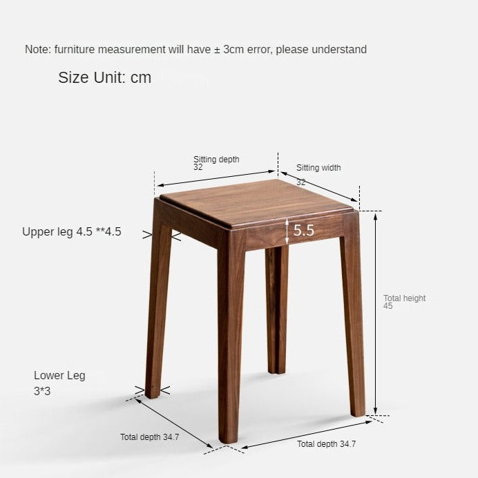 Black Walnut Solid Wood Foldable Modern Stool