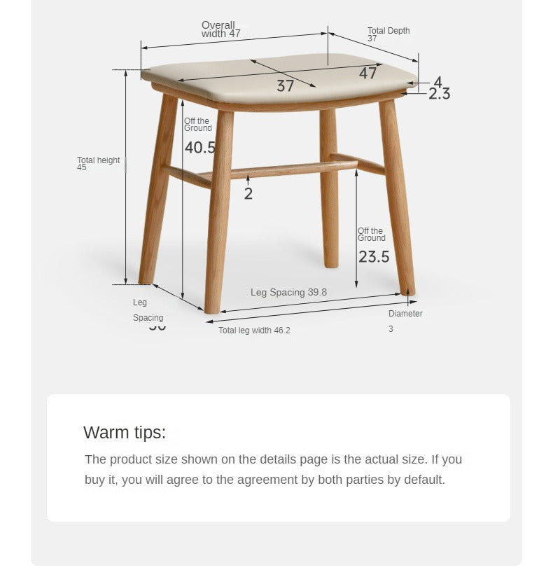 Oak Solid Wood Modern Dressing Stool