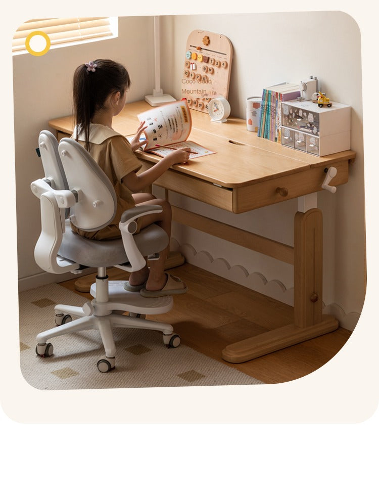 Beech solid wood children's study adaptive desktop, lifting table-