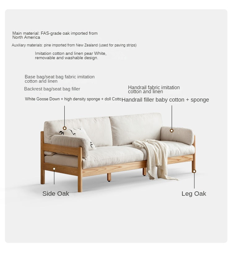 Oak Solid Wood Down Sofa "