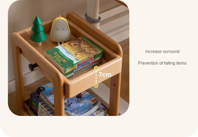 Beech Solid Wood Children's Under-the-Table Mobile Modern Storage Rack