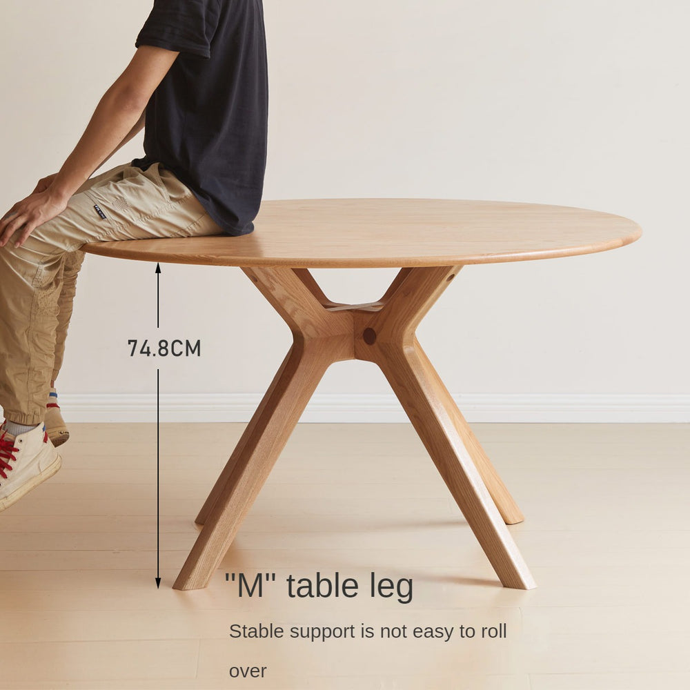 Small Rounded Simple Tables Wood Solid Wood Round Table Household Round Table Modern Simple Dining ...