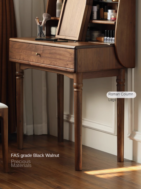 Black Walnut Solid Wood French Retro Dressing Table