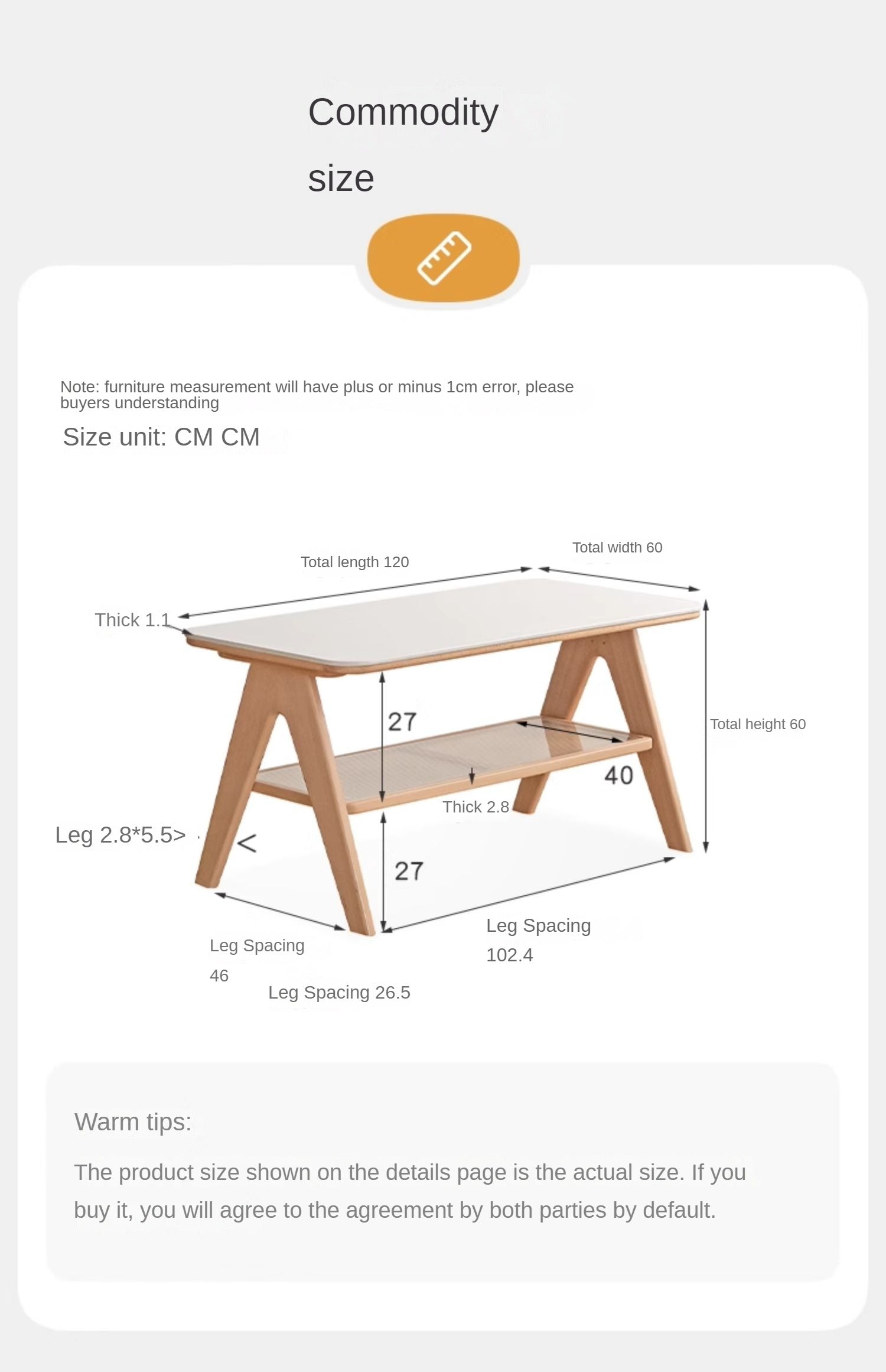 European beech solid wood modern coffee table