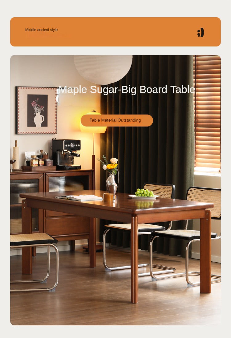 Poplar solid wood retro large board dining table