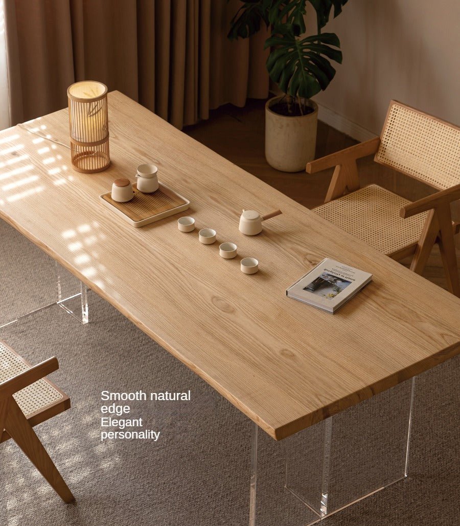 Ash solid wood large board natural edge dining table