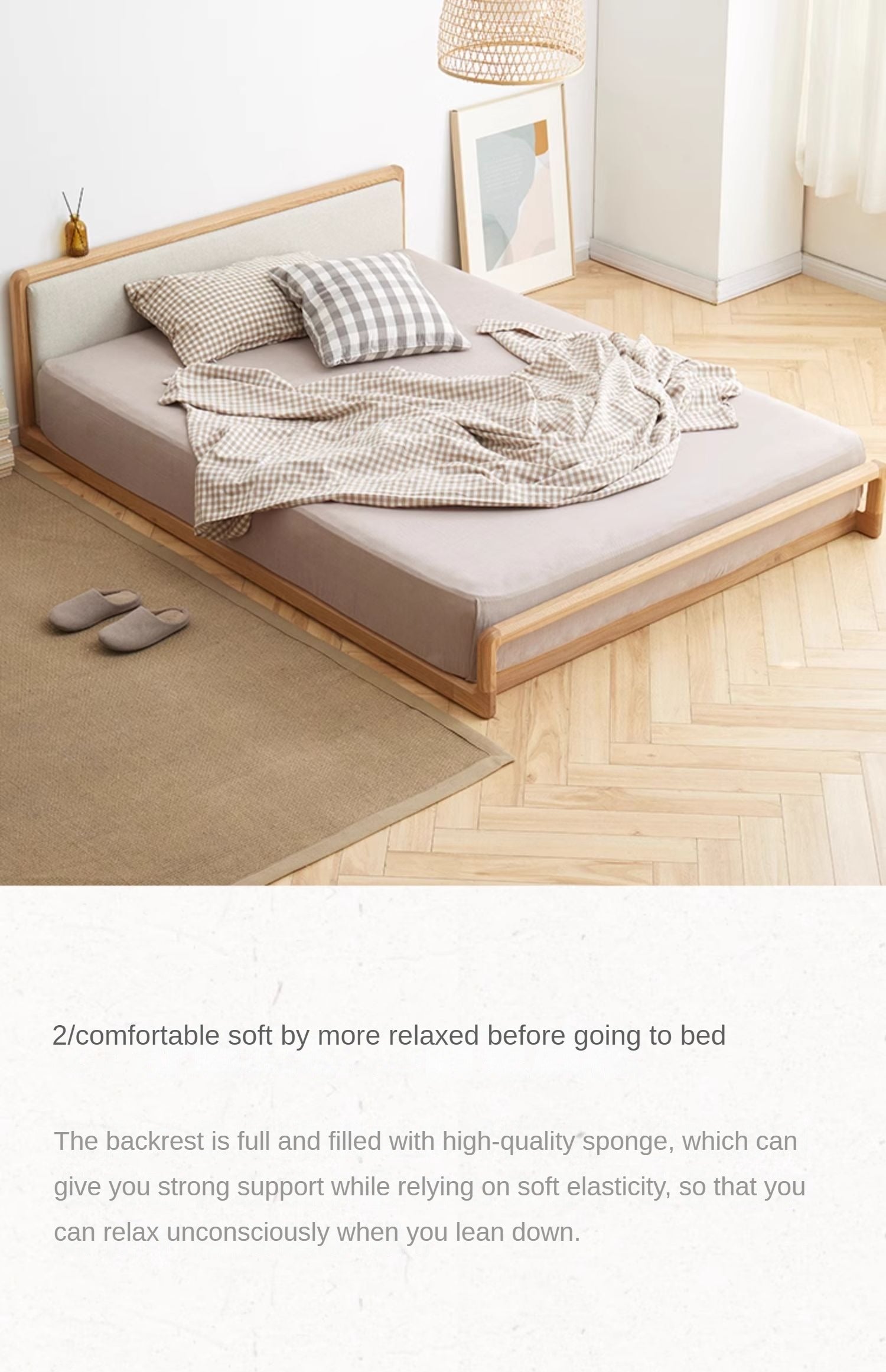 Ash solid wood modern simple Nordic style Platform Bed