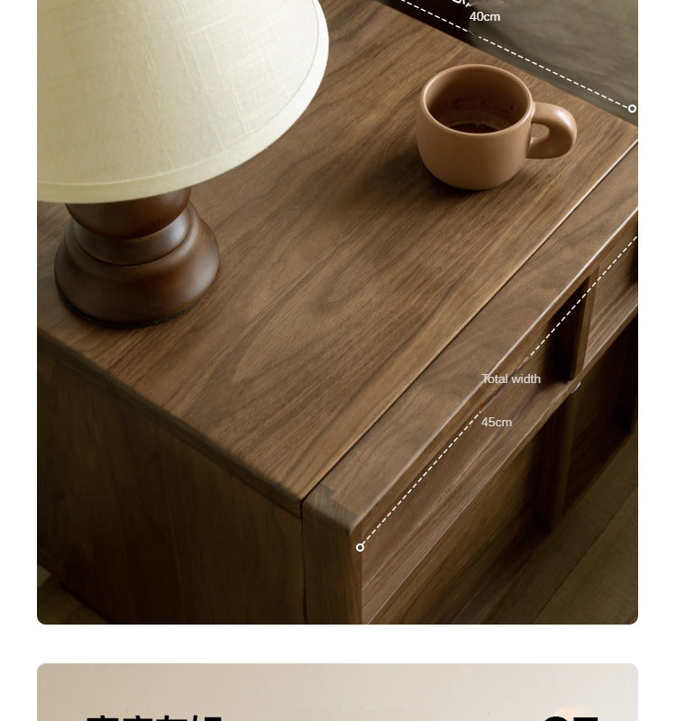 Black Walnut Solid Wood Storage Bedside Nightstand ,