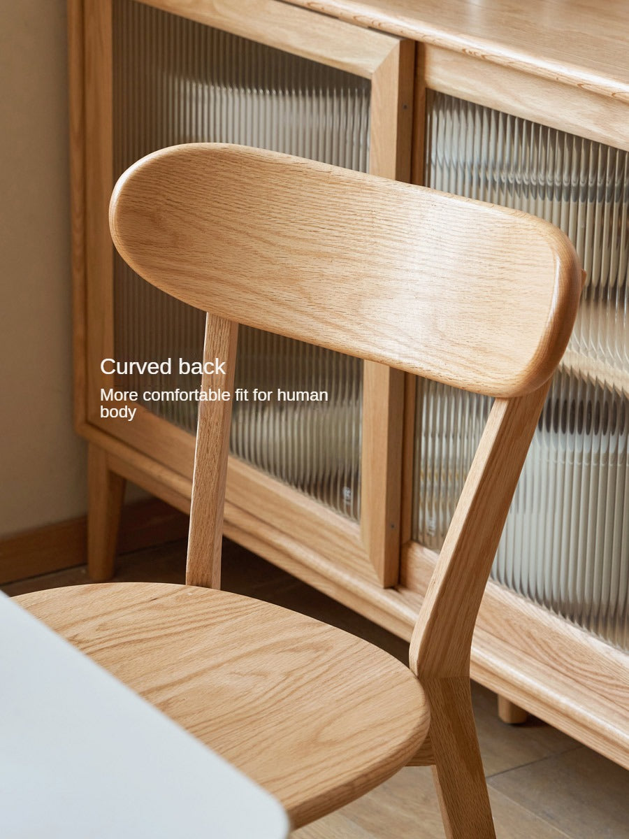 Oak, Cherry wood curved backrest dining chair"