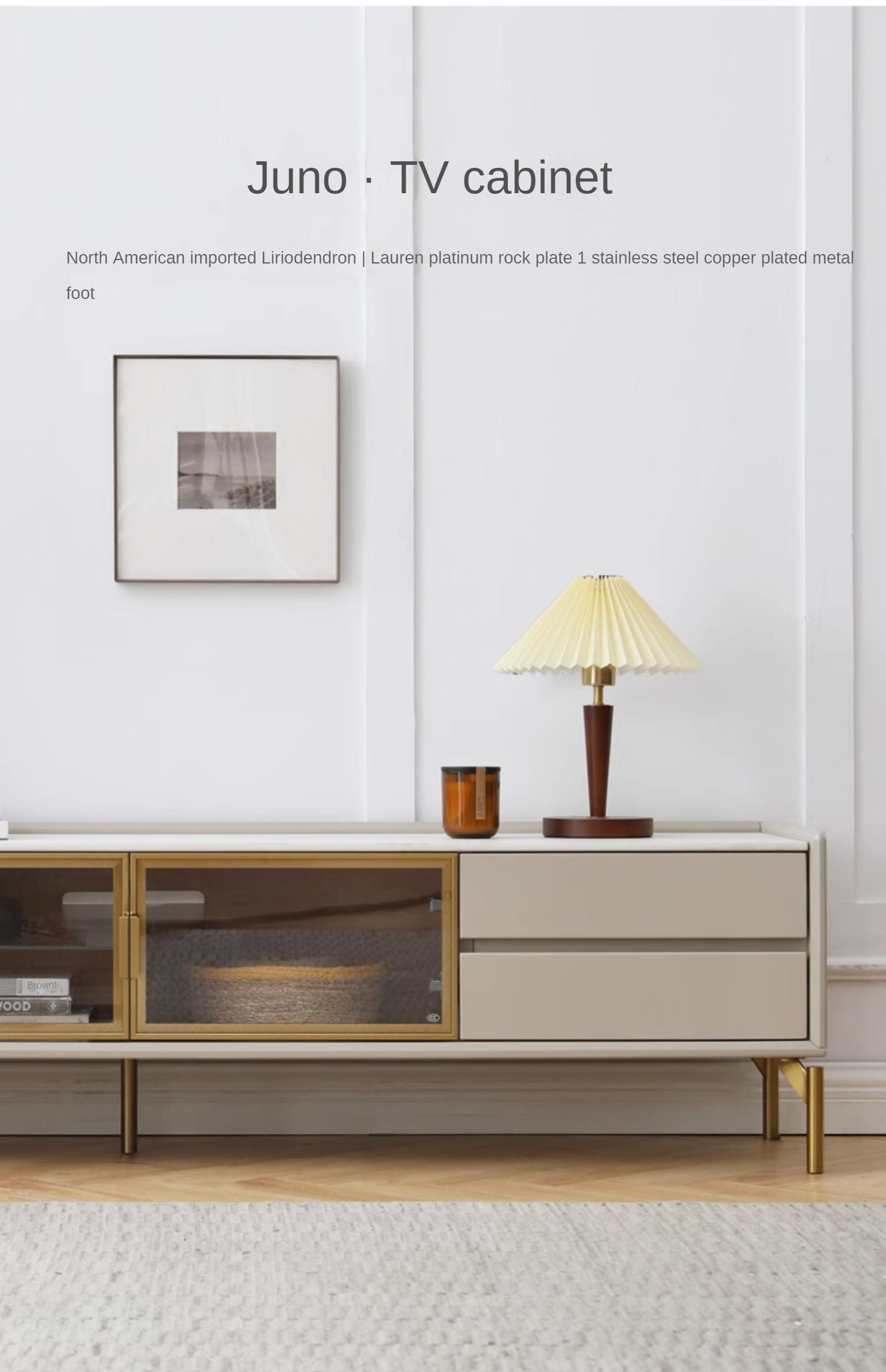 Italian Light Luxury Slate TV Cabinet Poplar solid wood , Coffee Table Combination"