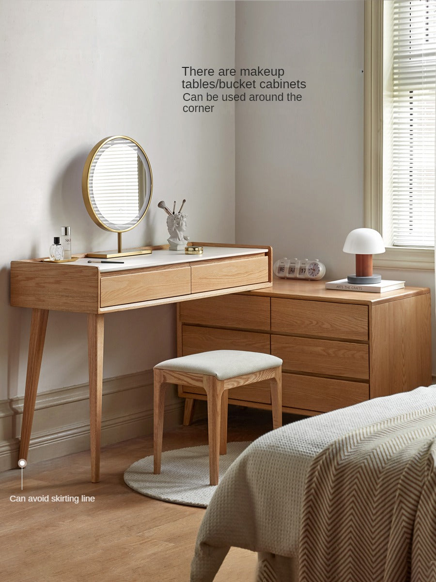 Oak solid wood Modern Simple Rock Board Dressing Table