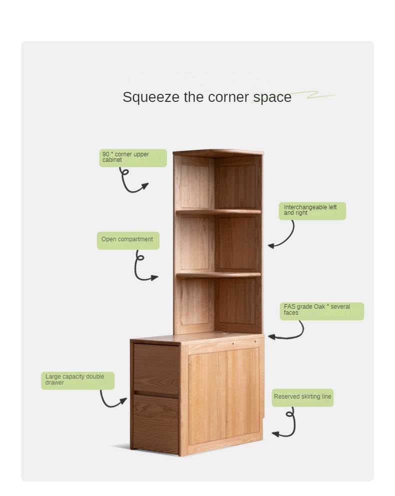 Oak Solid Wood Edge Side Cabinet Corner Bedside)