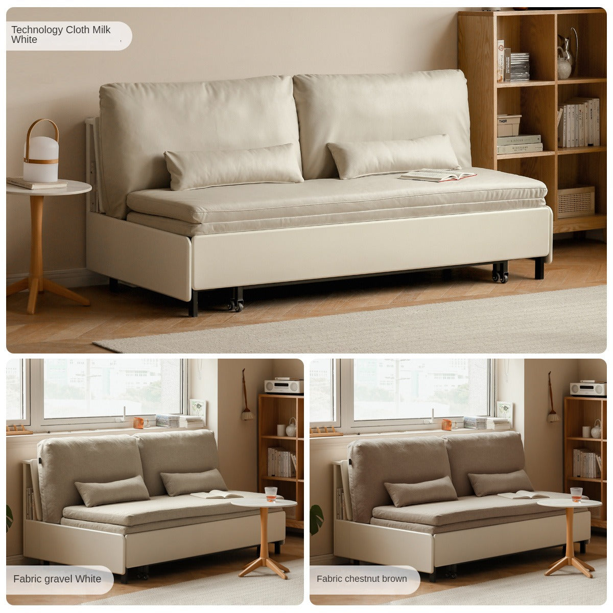 Poplar Solid Wood Sofa Folding Dual Purpose Bed