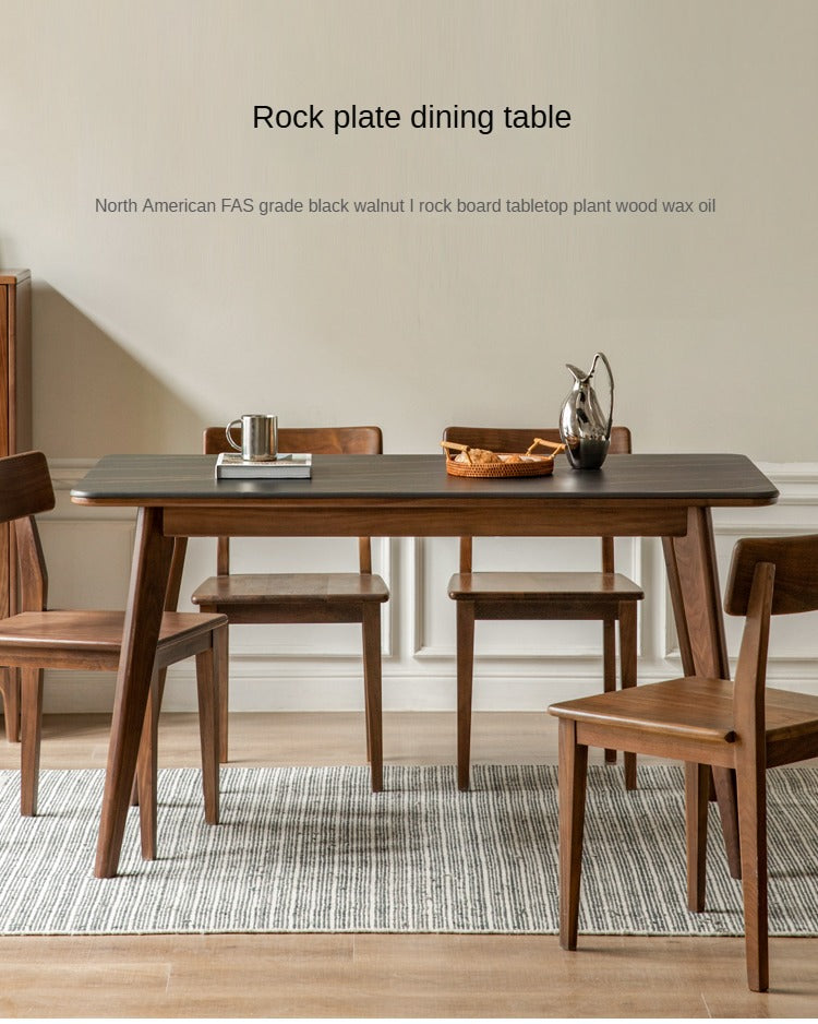 Black Walnut Solid Wood Rock Plate Nordic Dining Table