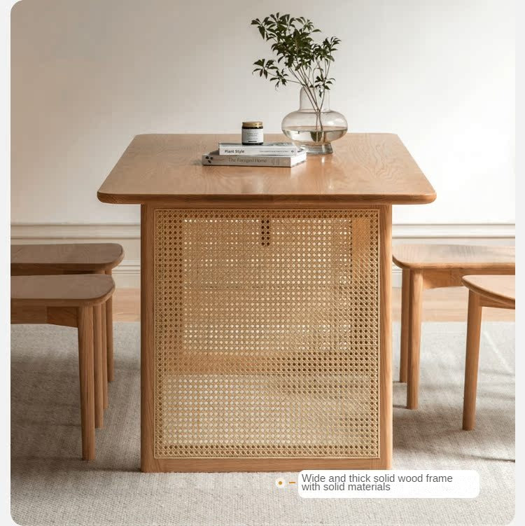 Dining Table Rattan Oak solid wood "