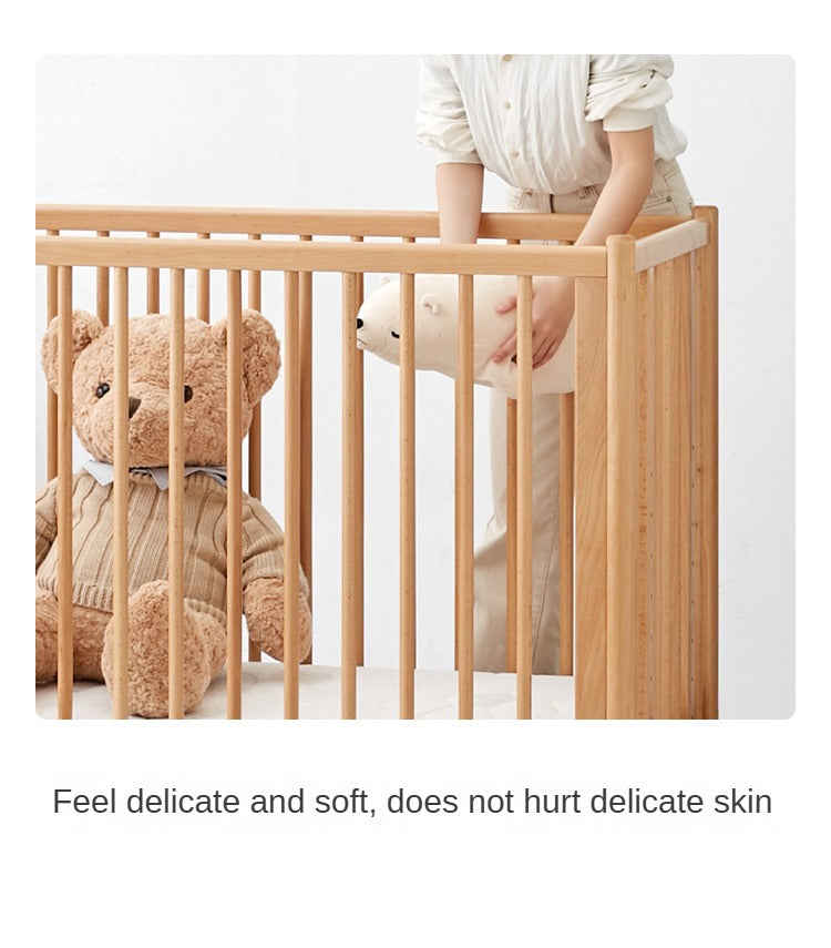 Solid wood baby bed mobile splicing multifunctional