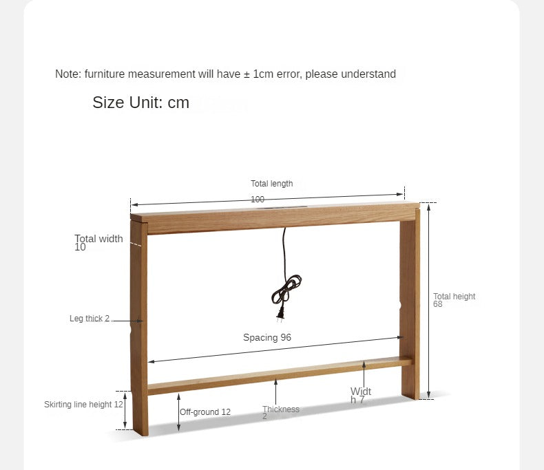 Oak solid wood Sofa Rear Storage Modern Wall Shelf