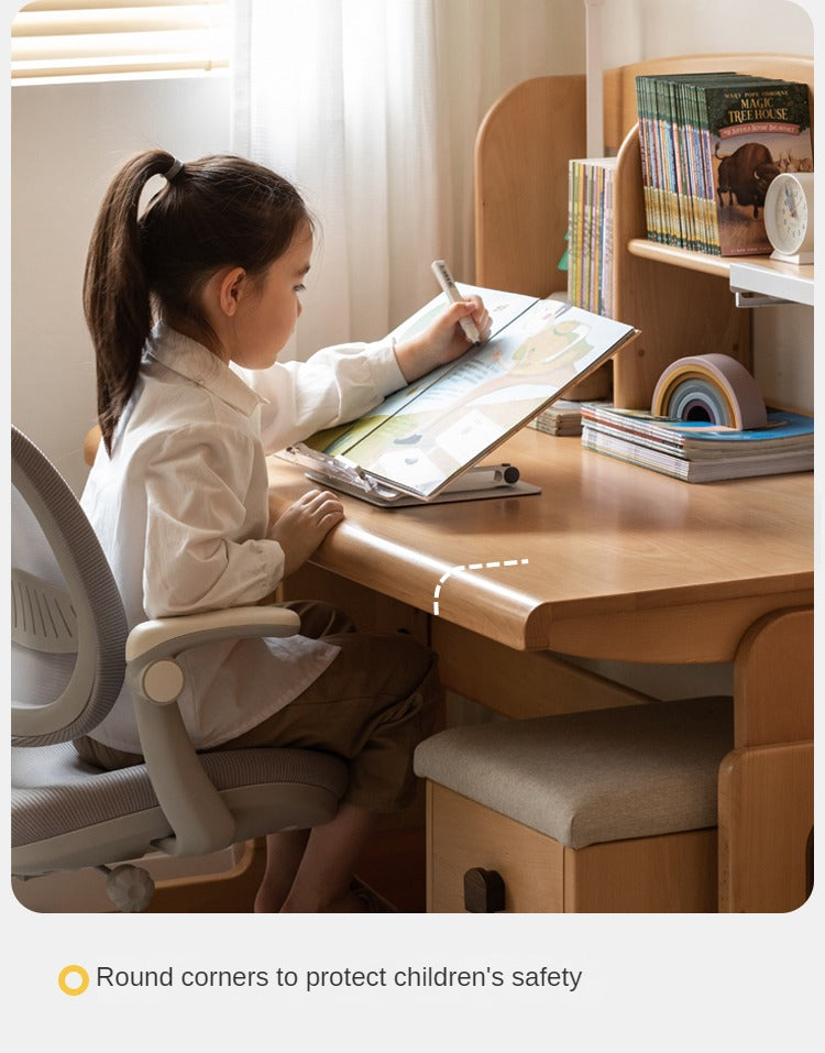 Beech Solid Wood Children's Liftable Study Table