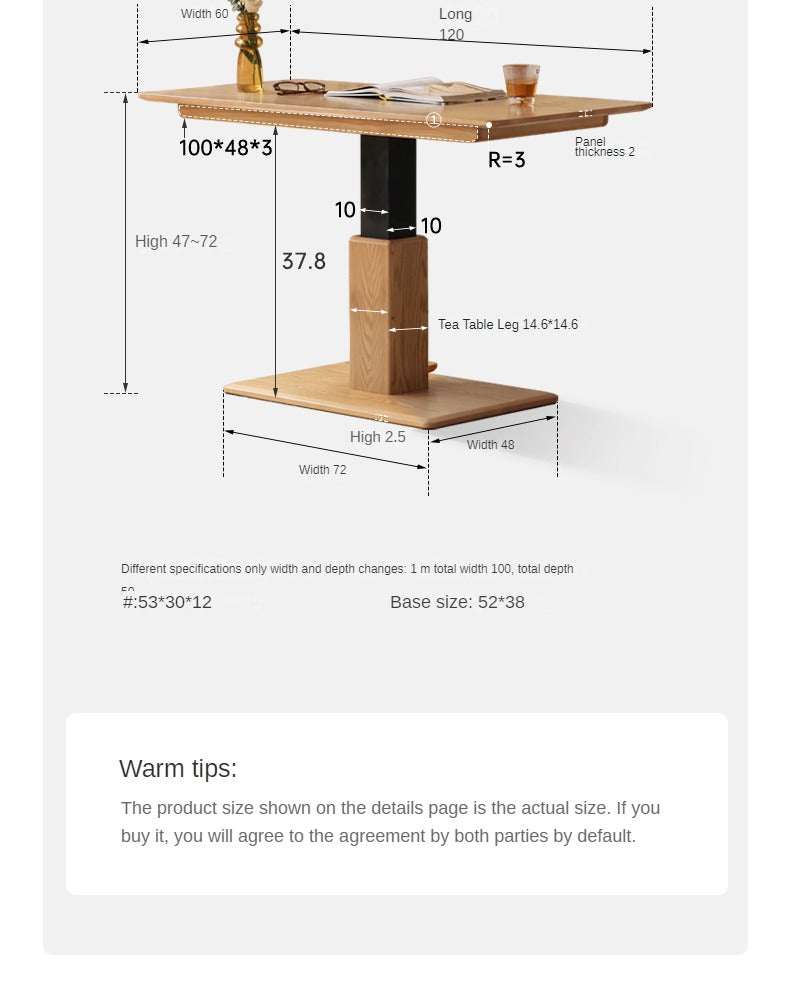 Ash, Oak Solid Wood Lifting Modern Coffee Table