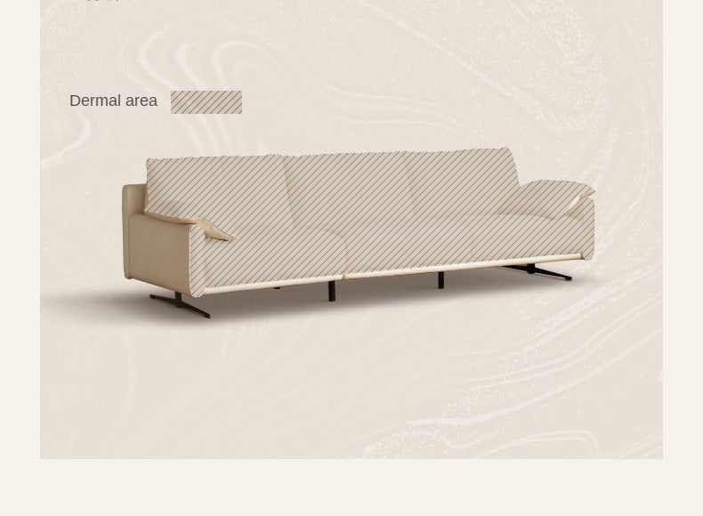 Leather straight white Italian sofa