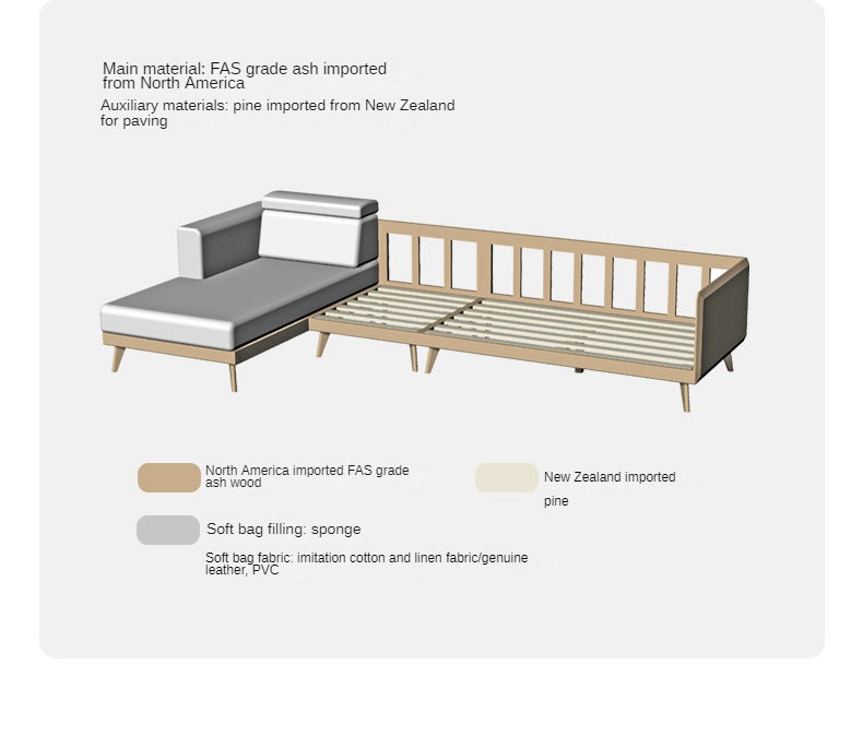 Ash solid wood fabric sofa-