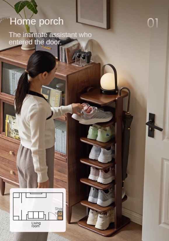 Beech Solid Wood Ultra-Narrow Shoe Cabinet