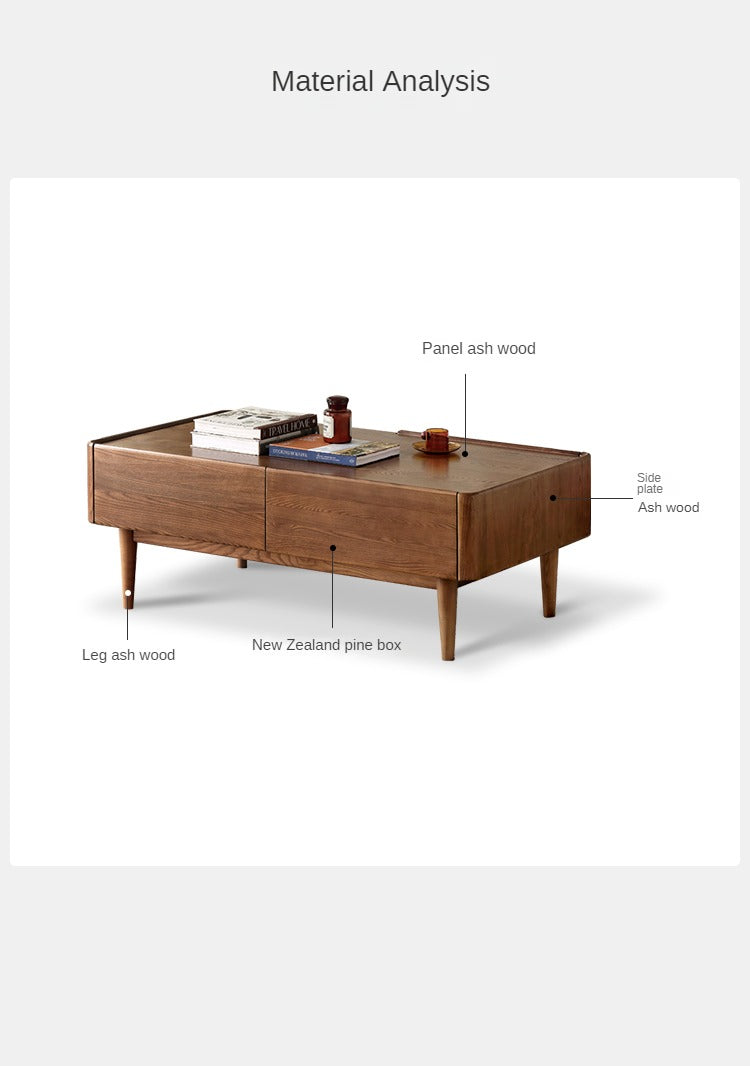 White Wax Ash Solid Wood Rectangular coffee Table"