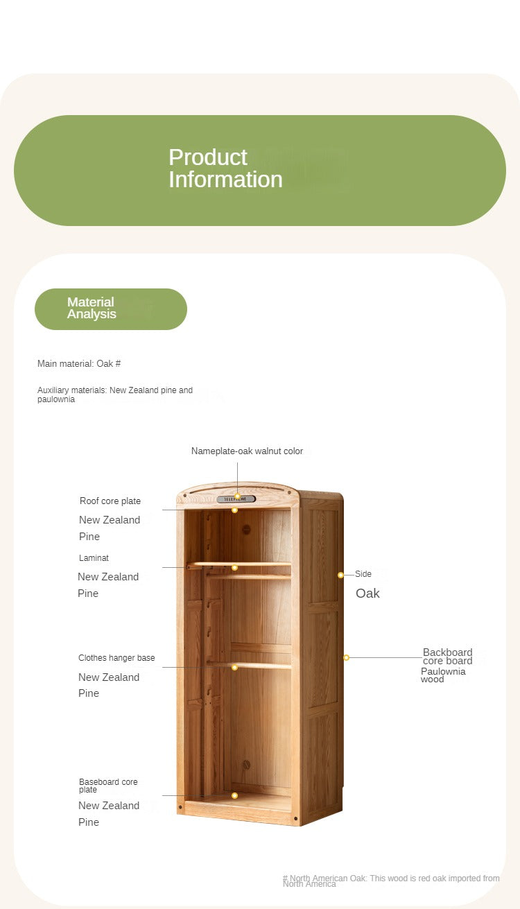 Oak solid wood kids's simple wardrobe"