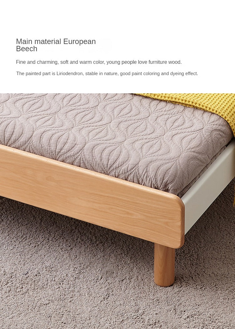 European Beech Solid Wood Modern Double Bed