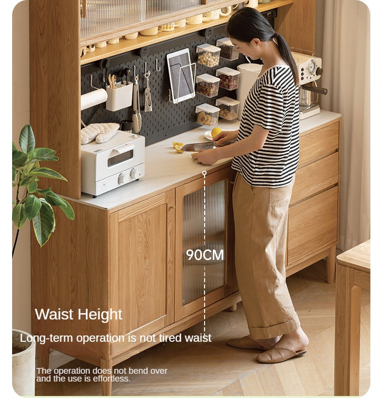 Oak solid wood rock plate capacity high storage cabinet,