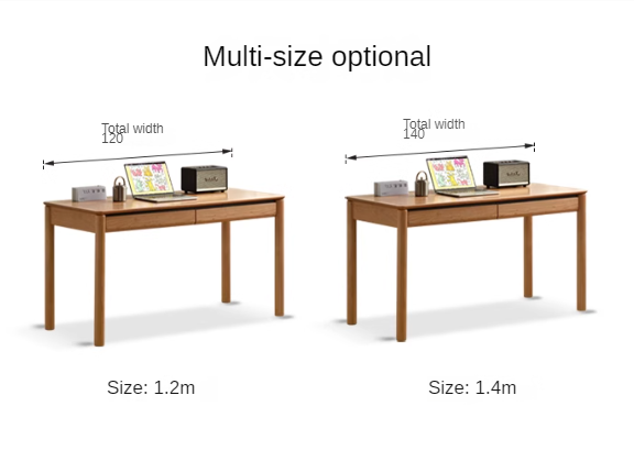 Cherry Solid Wood Retro Study Desk With Drawer